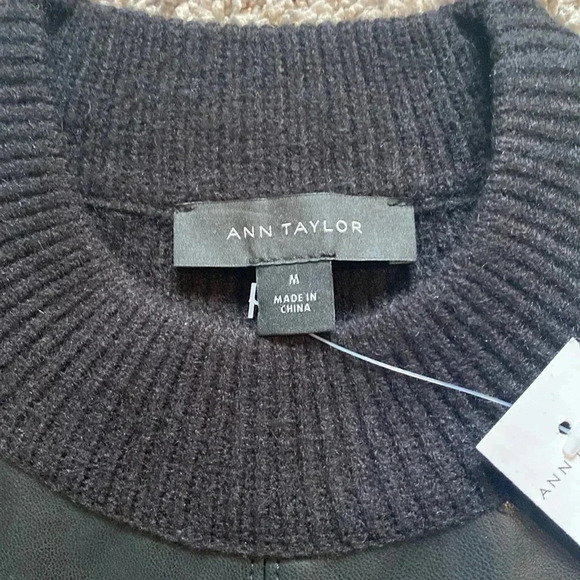 Ann Taylor Mixed Media Mock Neck Sweater with faux leather - Picture 10 of 10